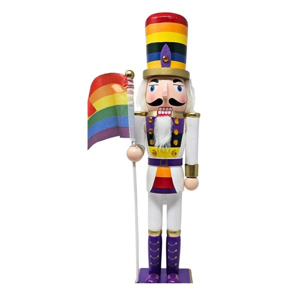 15" LGBTQ Rainbow Pride Soldier Nutcracker, Christmas Decor - Picture 4 of 5